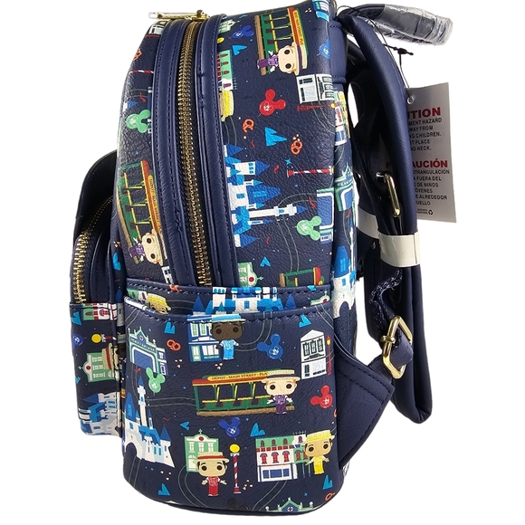 Loungefly Disney Parks Dapper Dans Main Street USA Mini Backpack Blue Red NWT - Picture 3 of 16